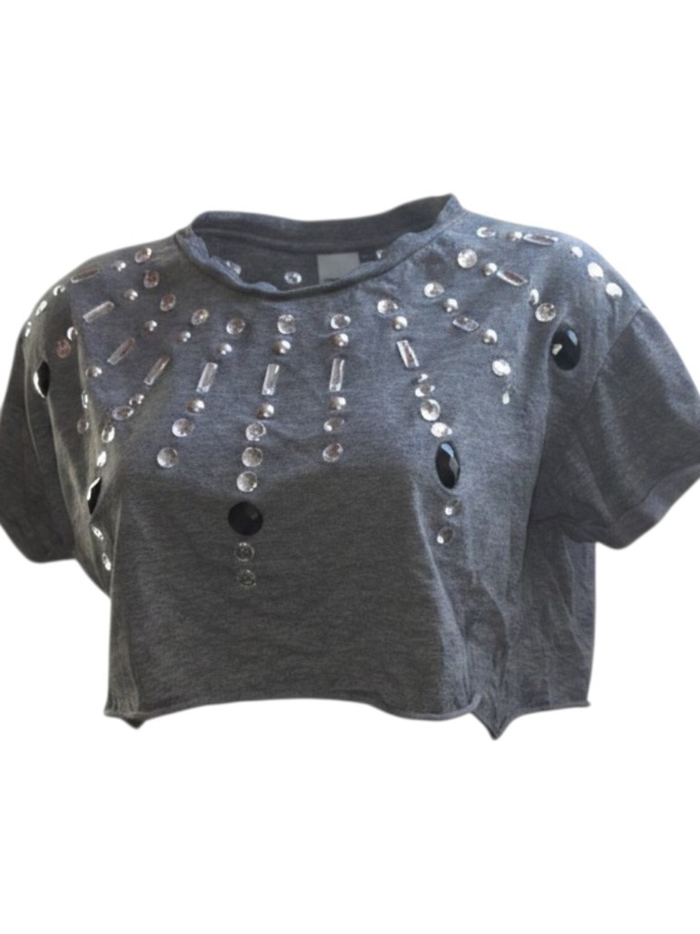Y2k Body Central Gray Embellished Crop Top Size Small